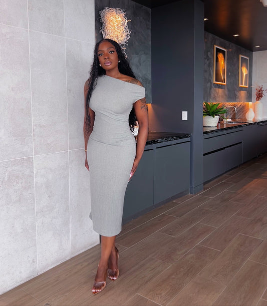 Bark Pattern: Off the Shoulder Midi Dress