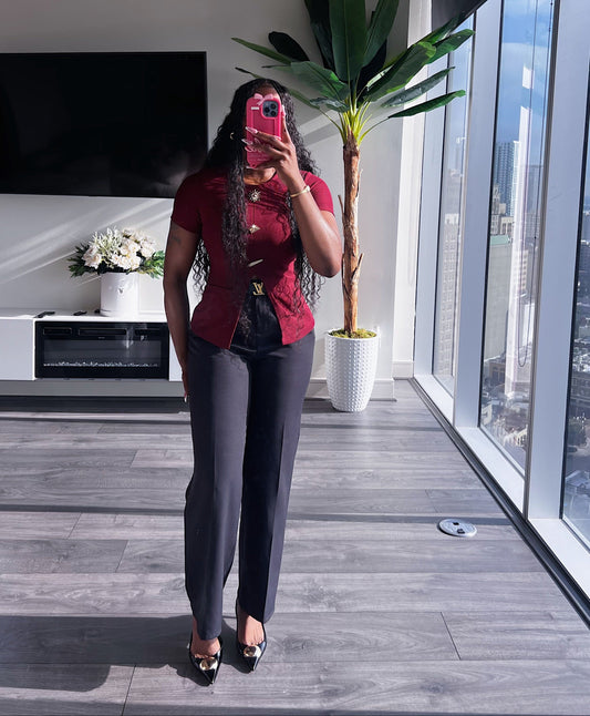 Statement Blouse - Burgundy