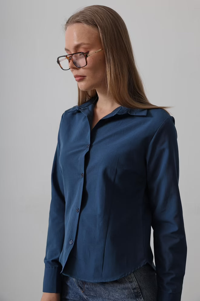 Structured Navy Button Up