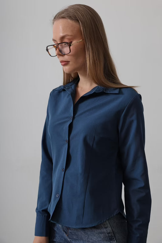 Structured Navy Button Up