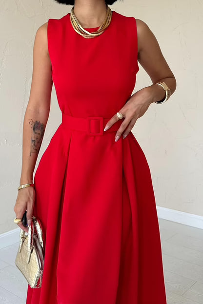 TCS Belted Midi - Red