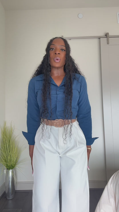 Structured Navy Button Up