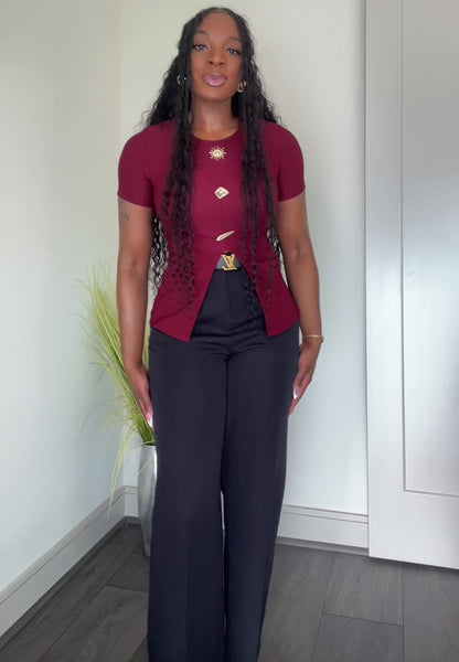 Statement Blouse - Burgundy